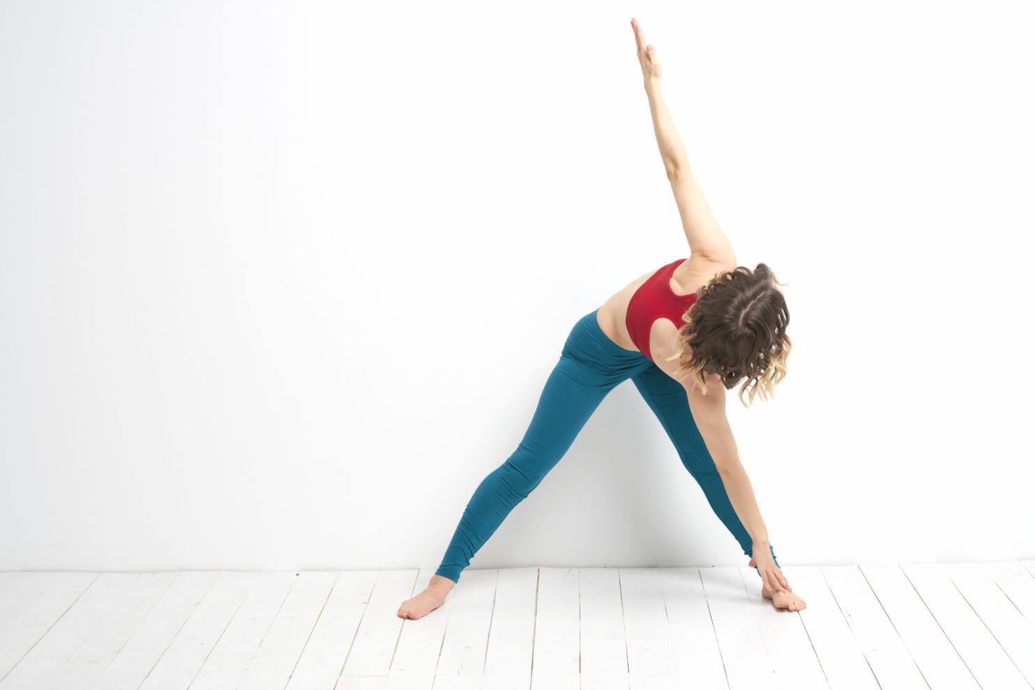 Office yoga session in progress at a workplace